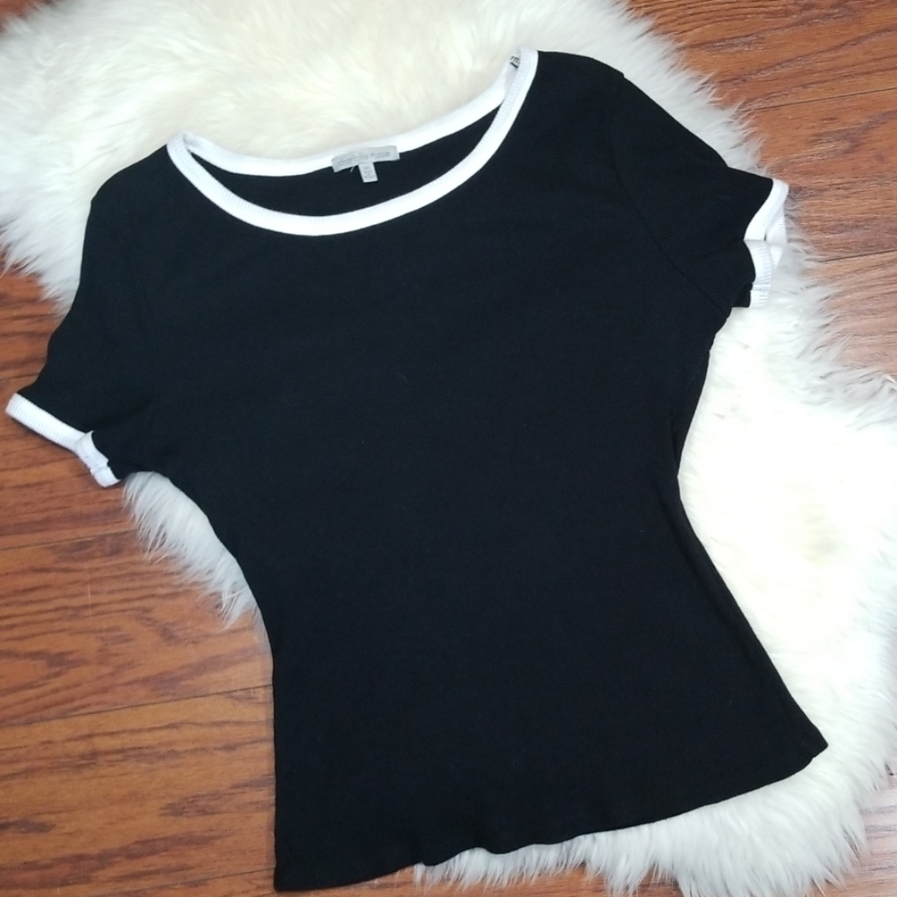 Charlotte Russe Throwback Ribbed Black TShirt